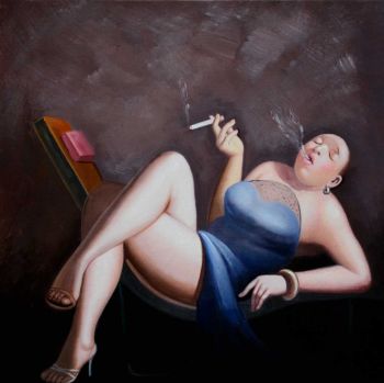 Leisure Lady 4 - Portraits Handgemaltes Ölgemälde