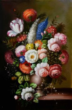 Vase Bouquet 2 - Natur-Schönheiten Handgemaltes Ölgemälde ohne Rahmen