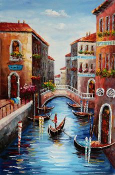 Venice Gondola 1 - Landschaften Handgemaltes Ölgemälde
