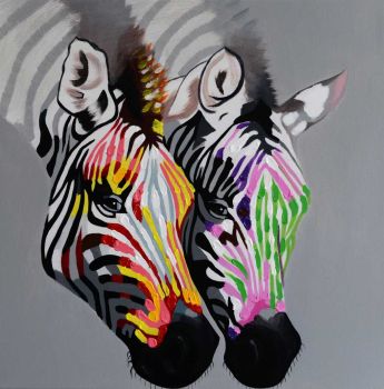 Zebra 1 - Tiere Handgemaltes Ölgemälde ohne Rahmen