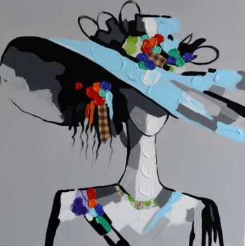 Lady in Hat - Portraits Handgemaltes Ölgemälde ohne Rahmen
