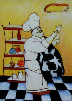 Happy Cook 1 - Allgemein Handgemaltes Ölgemälde